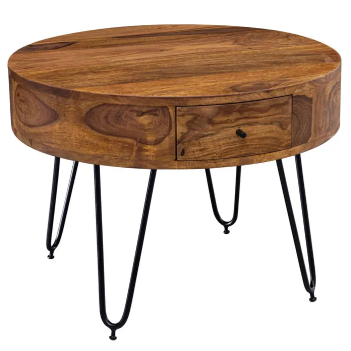 Couchtisch rund 60 x 44 cm Sheesham massiv