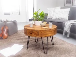 Couchtisch rund 60 x 44 cm Sheesham massiv