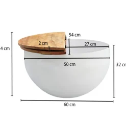 Couchtisch rund 60 x 60 cm Weiß/Mango massiv