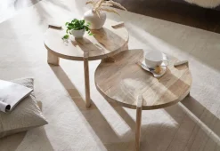 Couchtisch rund 2er Set Mango massiv