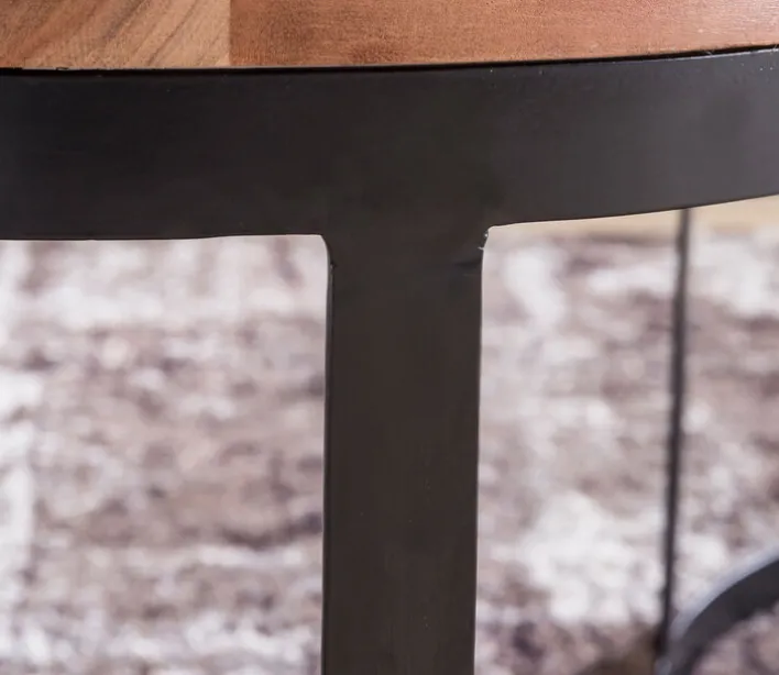 Couchtisch rund 2er Set Schwarz/ Akazie massiv