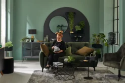 Couchtisch rund KATHI 80 cm in Metall Grau/Schwarz