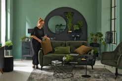 Couchtisch rund KATHI 80 cm in Metall Grau/Schwarz