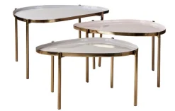 Couchtisch 3-teilig Glas goldfarbig/ rosa