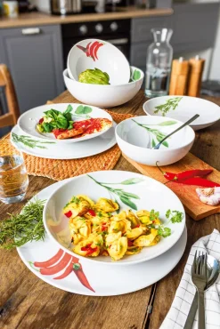 CreaTable Pastabowl KRÄUTER BASILIKUM 6er Set weiß