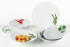 CreaTable Pastabowl KRÄUTER ROSMARIN 6er Set weiß
