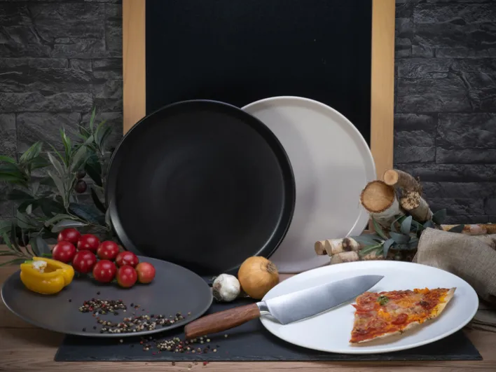 CreaTable Pizzateller XL MANHATTAN 6er Set 33 cm schwarz