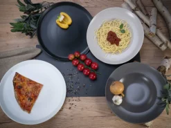 CreaTable Pizzateller XL MANHATTAN 6er Set 33 cm schwarz