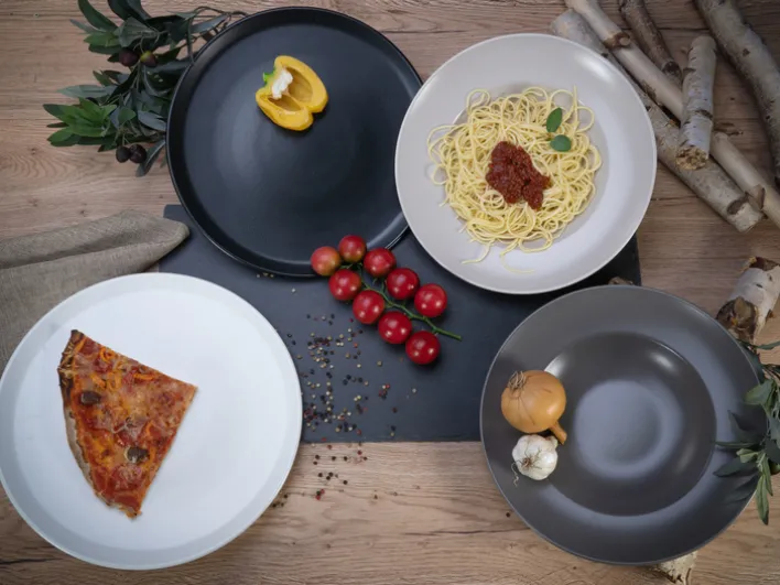 CreaTable Pizzateller XL MANHATTAN 6er Set 33 cm schwarz