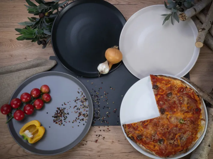 CreaTable Pizzateller XL MANHATTAN 6er Set 33 cm schwarz