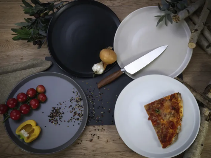 CreaTable Pizzateller XL MANHATTAN 6er Set 33 cm schwarz