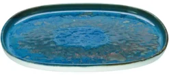 CreaTable Servierplatte YUKI 33 cm Hochwertiges Steinzeug blau/weiß
