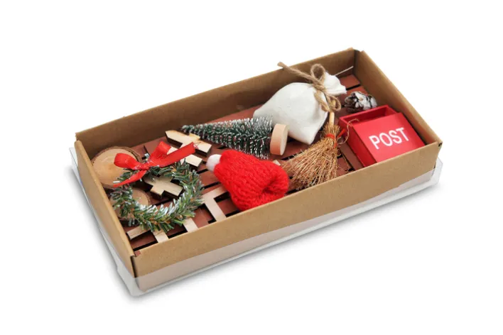 Deko Objekt Wichteltür-Set MERRY CHRISTMAS Holz/Kunststoff/Textil 19 x 3 x 10 cm Mehrfarbig