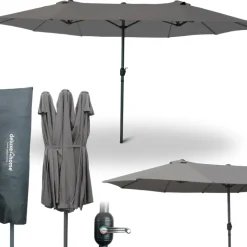 deluxe4home Doppelsonnenschirm DOUBLE 450 x 260 cm anthrazit