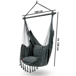 deluxe4home Hängesessel BOHO 4-teilig anthrazit