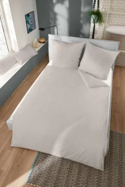 DORMISETTE RENFORCE-Bettwäsche BUNTGEWEBT 135 x 200 cm silbergrau