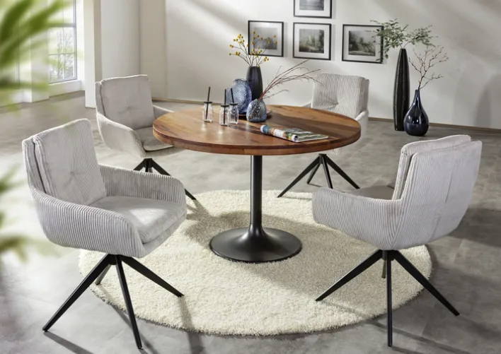 Drehsessel ALICE Cordbezug beige/schwarz