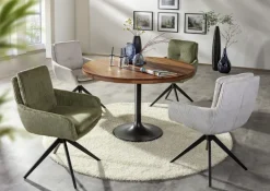 Drehsessel ALICE Cordbezug beige/schwarz