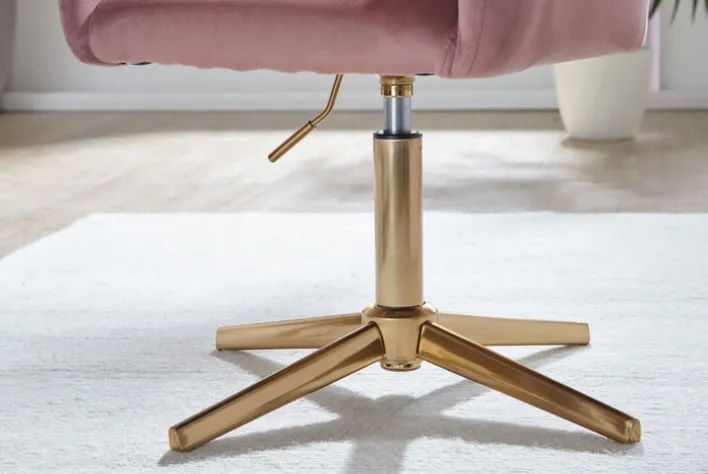 Drehstuhl inklusive Armlehne rosa/ goldfarbig