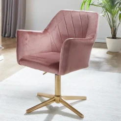 Drehstuhl inklusive Armlehne rosa/ goldfarbig