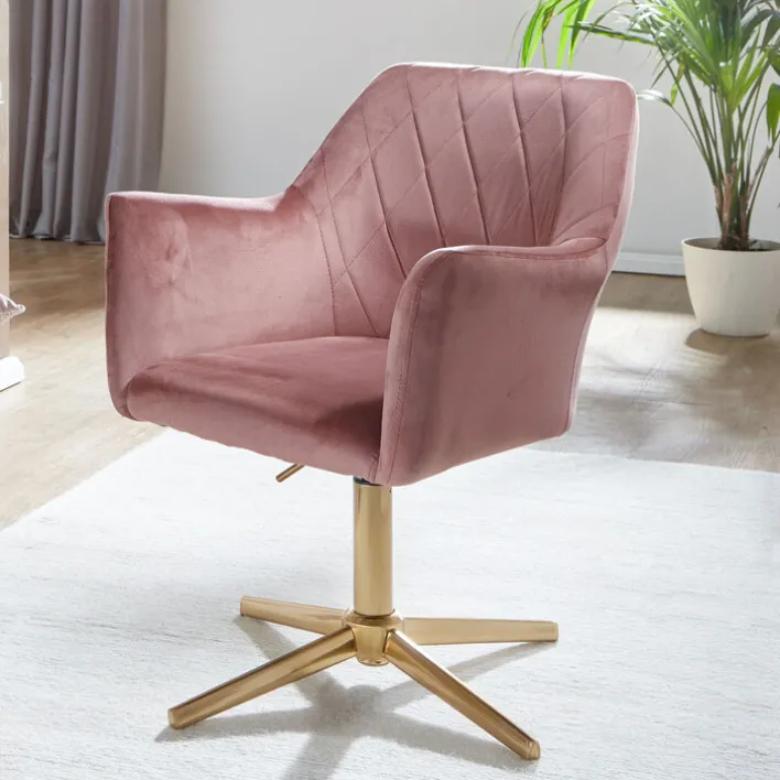 Drehstuhl inklusive Armlehne rosa/ goldfarbig