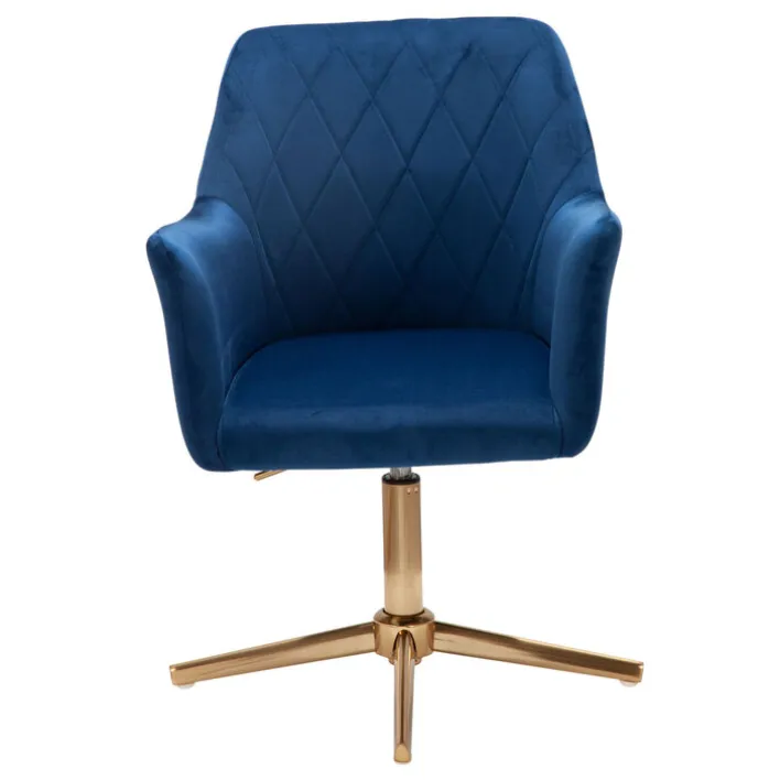 Drehstuhl inklusive Armlehne blau/ goldfarbig