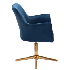Drehstuhl inklusive Armlehne blau/ goldfarbig