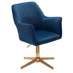 Drehstuhl inklusive Armlehne blau/ goldfarbig