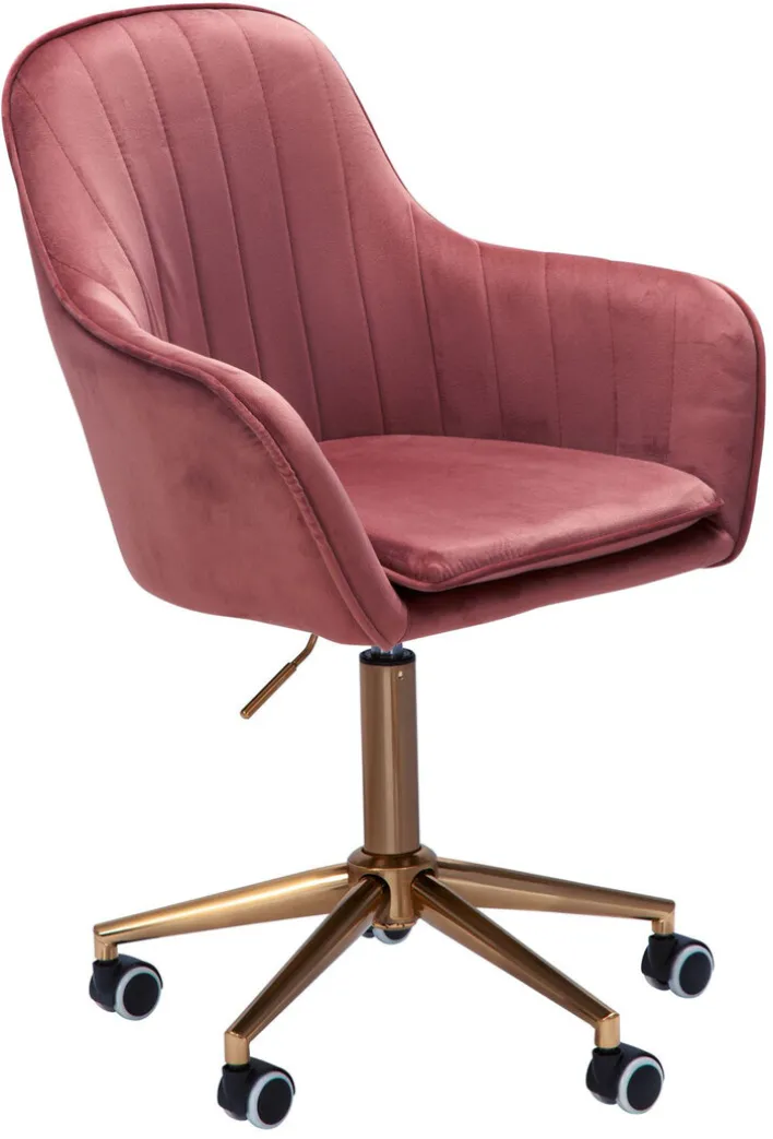 Drehstuhl inklusive Rollen rosa/ goldfarbig