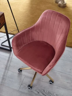Drehstuhl inklusive Rollen rosa/ goldfarbig