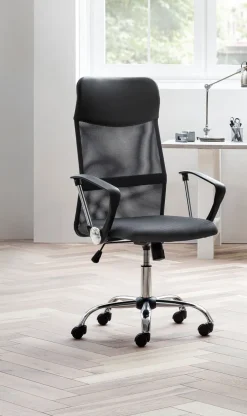 Drehstuhl mit Armlehnen Chromfarbig/ Grau