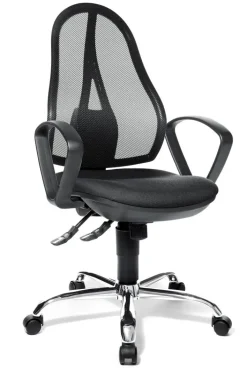 Drehstuhl mit Armlehnen Sitz Schwarz/Rücken Netz Schwarz