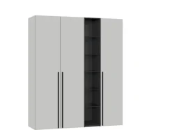 Drehtürenschrank V1 3-türig grau/ schwarz