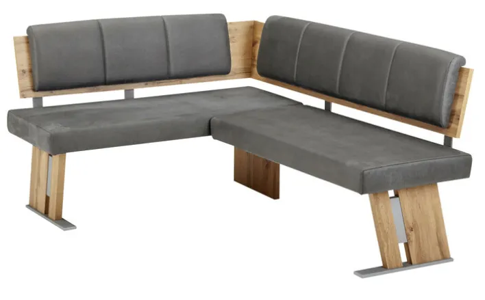 Eckbank ELIMO NB Oak /Lederlook Duncan grau
