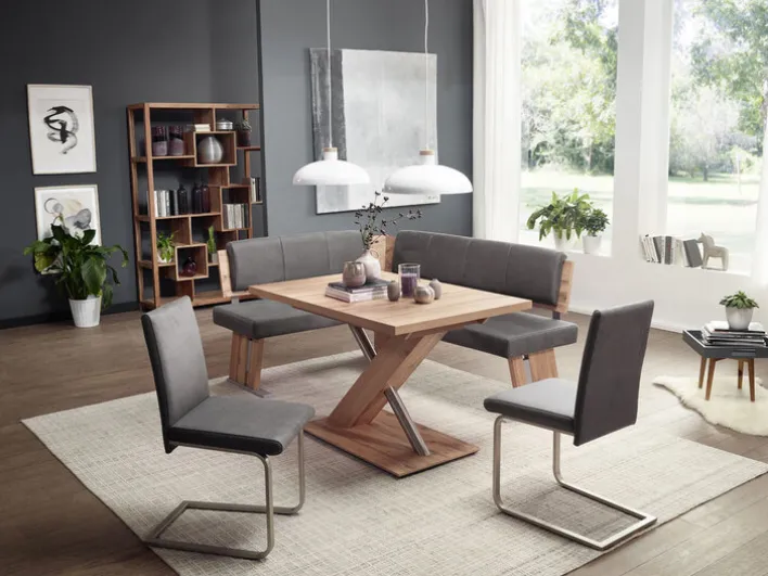 Eckbank ELIMO NB Oak /Lederlook Duncan grau