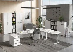 Eckschreibtisch LORENZ 240x220 cm weiß