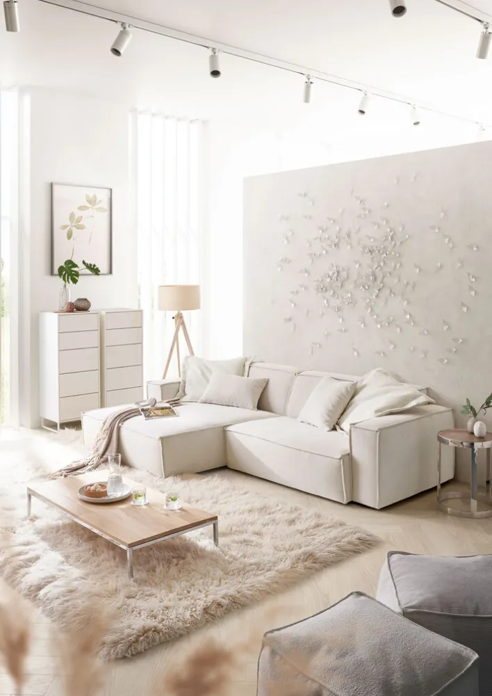 Ecksofa UPPER EAST 168 x 276 cm weiß