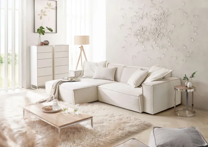 Ecksofa UPPER EAST 168 x 276 cm weiß