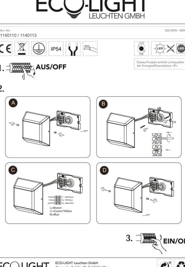 ECO-LIGHT LED Außenwandleuchte FLOYD anthrazit