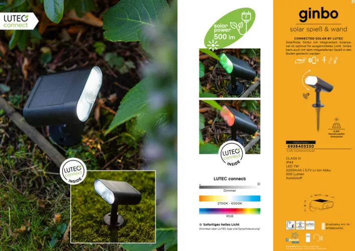 ECO-LIGHT LED Solar Außenstrahler GINBO schwarz