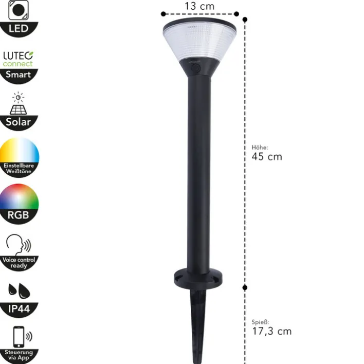 ECO-LIGHT LED Solar Wegeleuchte KARLO 45 cm schwarz