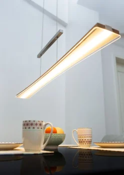 ELOBRA CCT LED Pendellampe PANAMA Nickelfarbig mit Holz