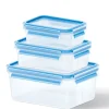 EMSA Frischhaltedosen im 3er Set CLIP & CLOSE 0,55+1,0+2,3 Liter Blau