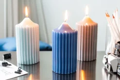 ENGELS KERZEN Rillenkerze 8/H15 cm schiefergrau