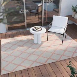 ESPRIT Outdoorteppich RHOMB 120 x 170 cm beige/rot