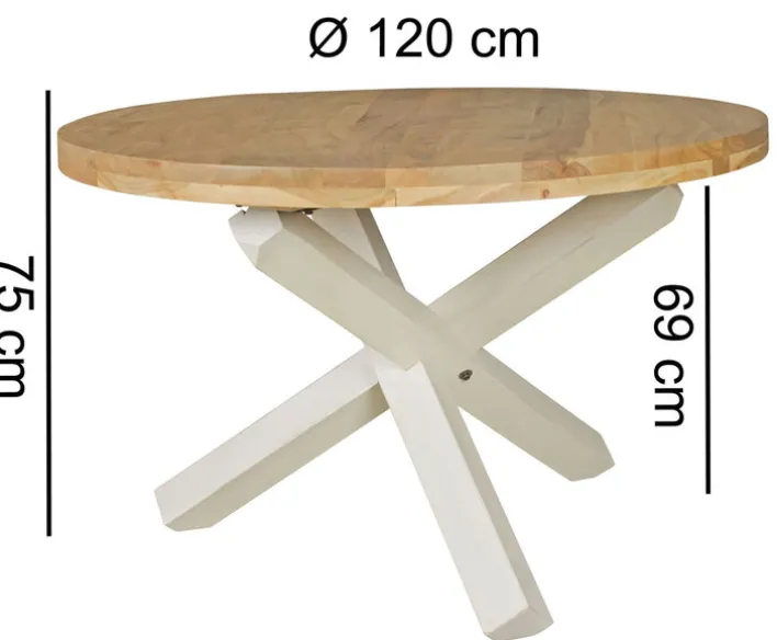 Esstisch 120 cm braun/ weiß