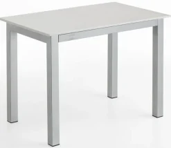 Esstisch 110 x 70 cm Glas weiß/Metall grau