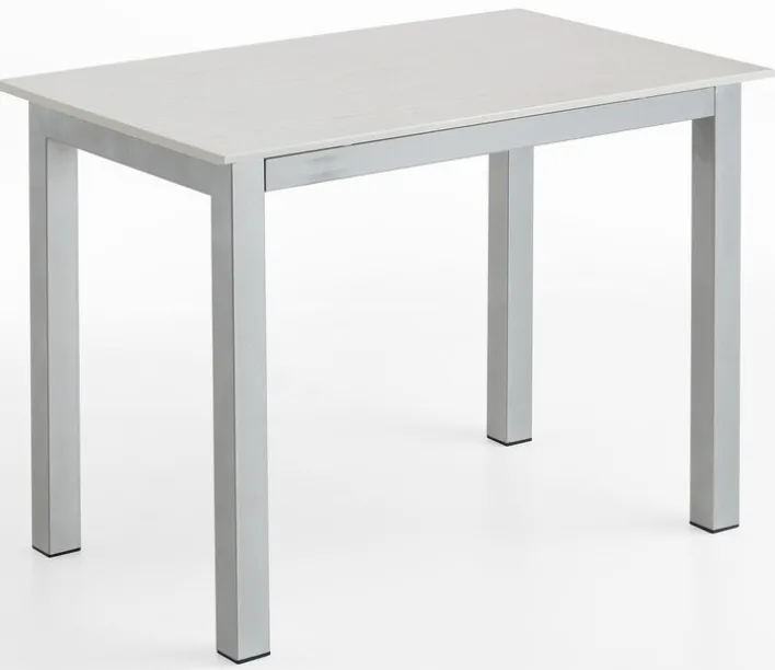 Esstisch 110 x 70 cm Glas weiß/Metall grau