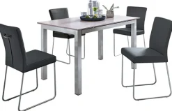 Esstisch 130 x 80 cm NB Betonoptik foliert/Metall grau gepulvert