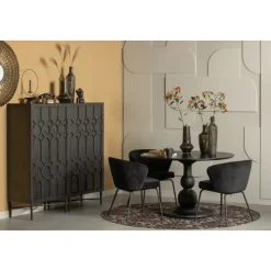 Esstisch BLANCO 120 cm rund Mangoholz schwarz